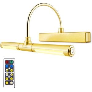 Gold Wireless Picture Light with Remote Control, Dimmer and Timer